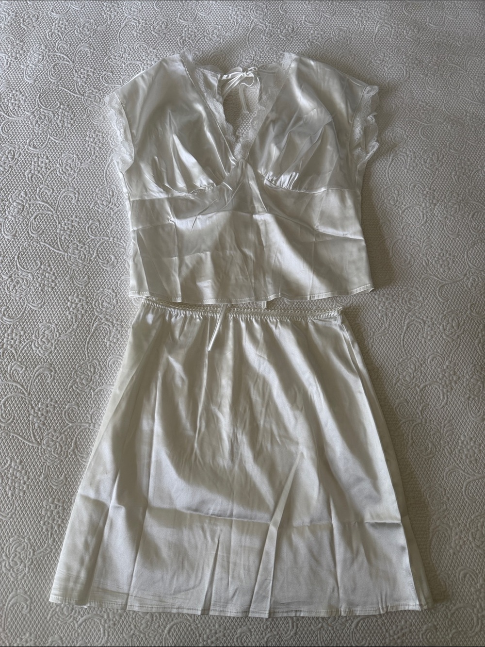 Amazon White Short Sleeve Two-Piece Mini Dress Set